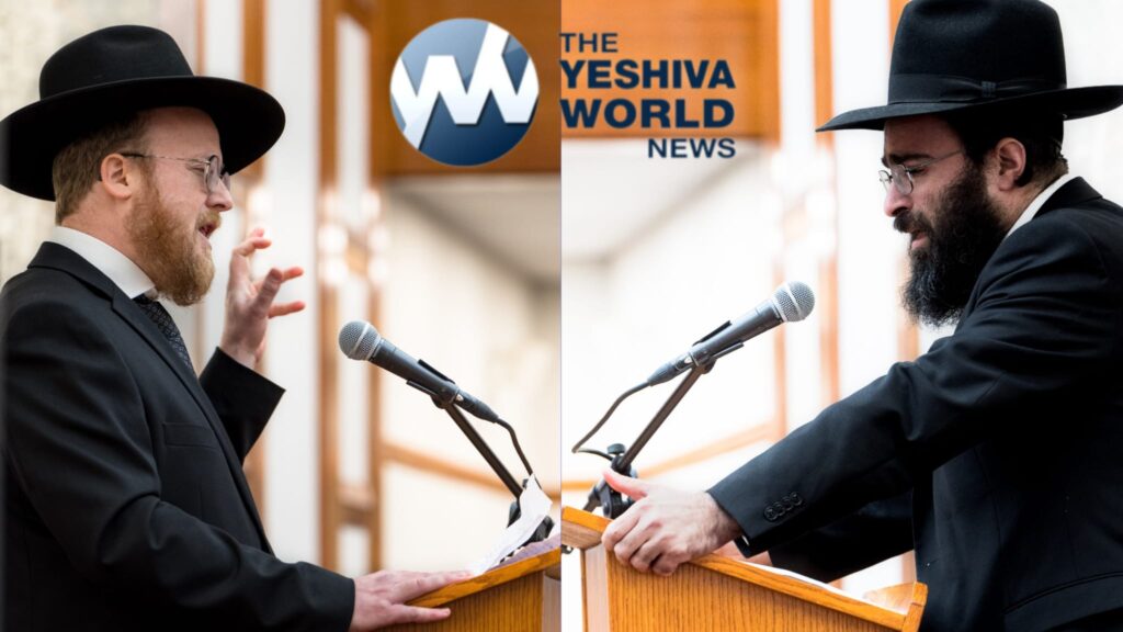 On the right, Harav Yosef Halioua, the son of the late Rosh Yeshiva, on the left, his son-in-law, Harav Tzvi Fink