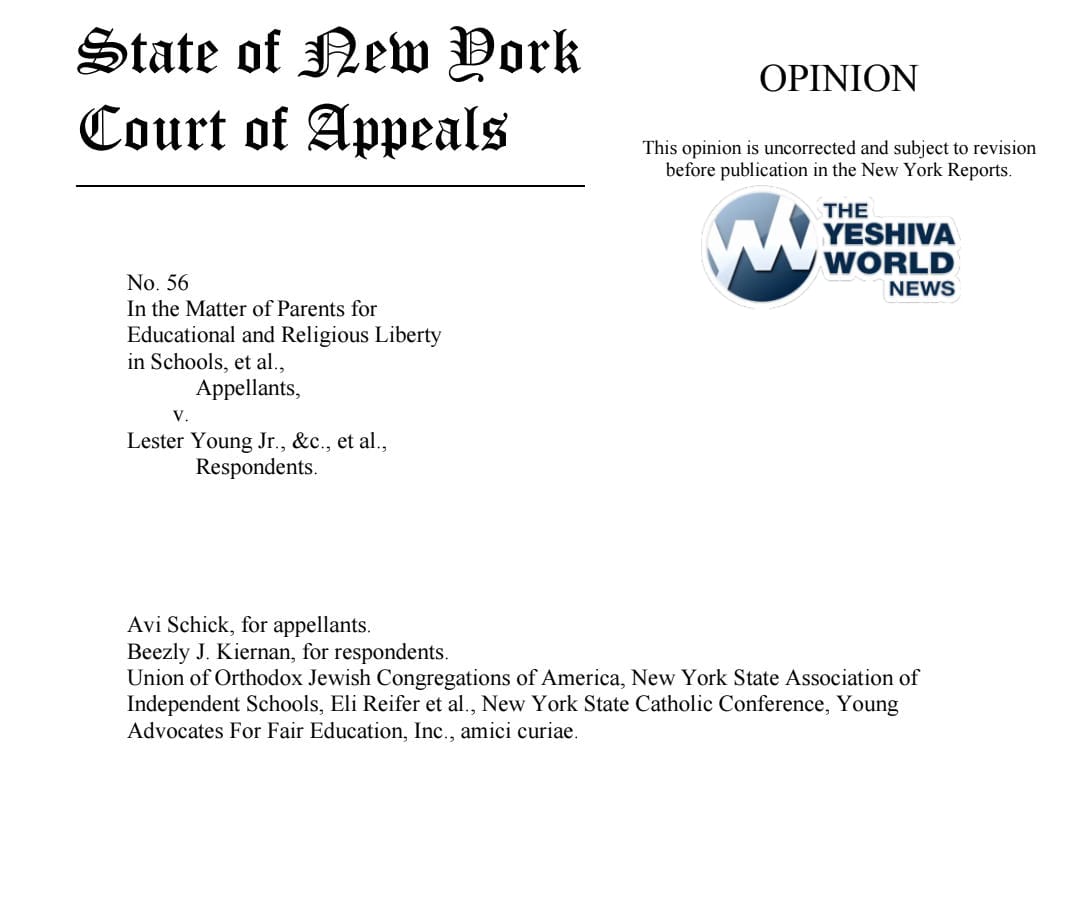 BREAKING: New York Court Of Appeals Decides Yeshiva Case – The Yeshiva