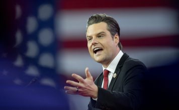 FILE - Rep. Matt Gaetz, R-Fla., speaks during the Conservative Political Action Conference, CPAC 2024, at the National Harbor, in Oxon Hill, Md., Feb. 23, 2024. (AP Photo/Alex Brandon, File)