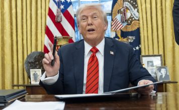 President Donald Trump speaks with reporters as he signs executive orders in the Oval Office at the White House, Monday, Feb. 10, 2025, in Washington. (Photo/Alex Brandon)