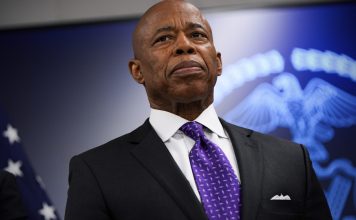 New York City Mayor Eric Adams attends an event at the NYPD's 40th precinct, Thursday, Feb. 20, 2025, in the Bronx borough of New York. (AP Photo/Julia Demaree Nikhinson)