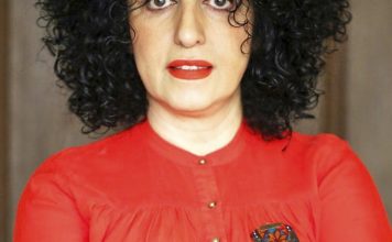 In this photo released by the Narges Foundation Archive, Narges Mohammadi poses for a portrait on March 4, 2025 in an undisclosed location. (Nooshin Jafari/Narges Foundation Archive via AP)