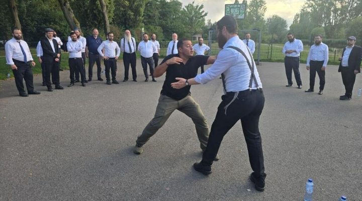 European Rabbanim undergo Krav Maga training. (Photo: Rabbinical Center of Europe)