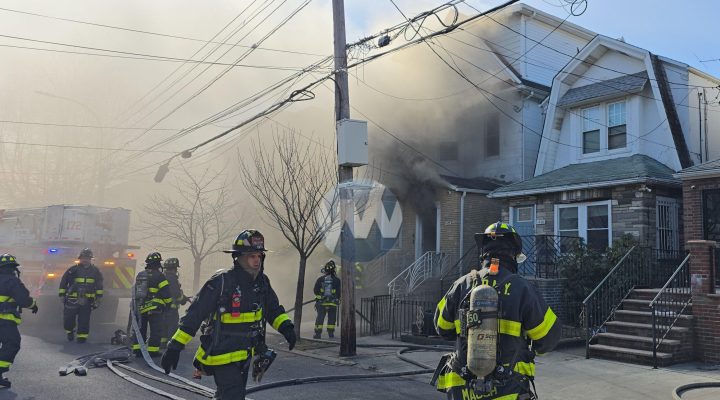 FLATBUSH; FDNY firefighters were at the scene of a fire in a private house on East 15th Street between Avenues N and O. (Via Flatbush Scoop)