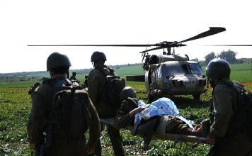 Illustrative. IDF evacuates a wounded soldier. (IDF spokesperson)