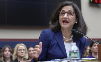 President of Columbia University Nemat Shafik testifies before the House Committee on Education and the Workforce hearing on “Columbia in Crisis: Columbia University’s Response to Antisemitism” on Capitol Hill in Washington, Wednesday, April 17, 2024. (AP Photo/Jose Luis Magana)